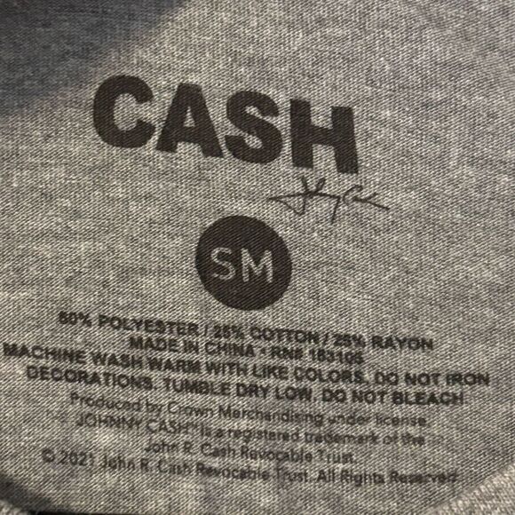 Johnny Cash American Rebel Small t-shirt grey red blue poly cotton rayon soft - Picture 6 of 11